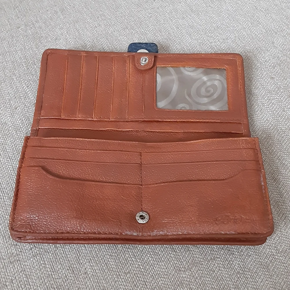 Brighton Blue and Brown leather wallet with Silver Buckle